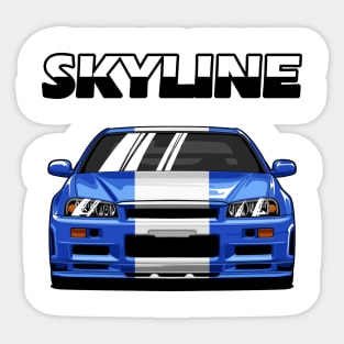 Nissan Skyline r34 GTR White Grey and Blue, JDM Car Sticker